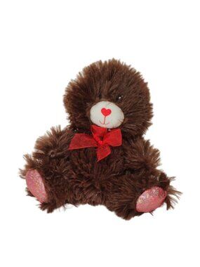 Greenbrier Brown Bear Plush Stuffed Animal Heart Nose with Glitter Ears and Feet